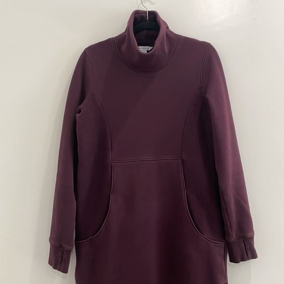 Athleta Cozy Karma Funnel Neck Sweatshirt Dress Purple/Spiced Cabernet Sz.M Tall - Picture 6 of 16